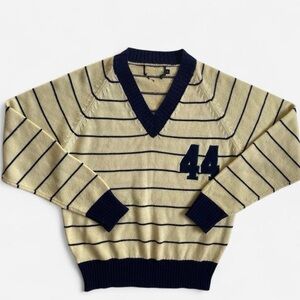 SOLDVintage pale yellow & navy sporty striped sweaterSOLD